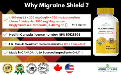 Herbacure Natural Migraineshield vegan capsule bottle