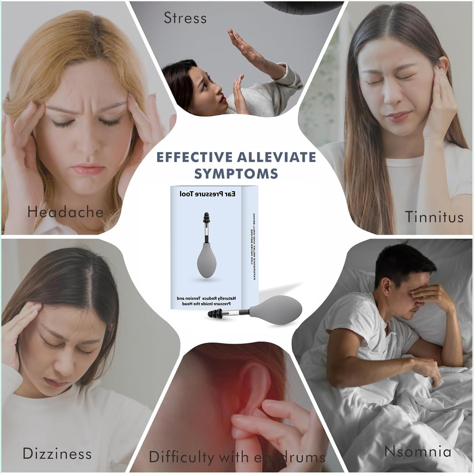 Funvalley Surperfect ear tension reducer showing the soft silicone tip and manual suction bulb.