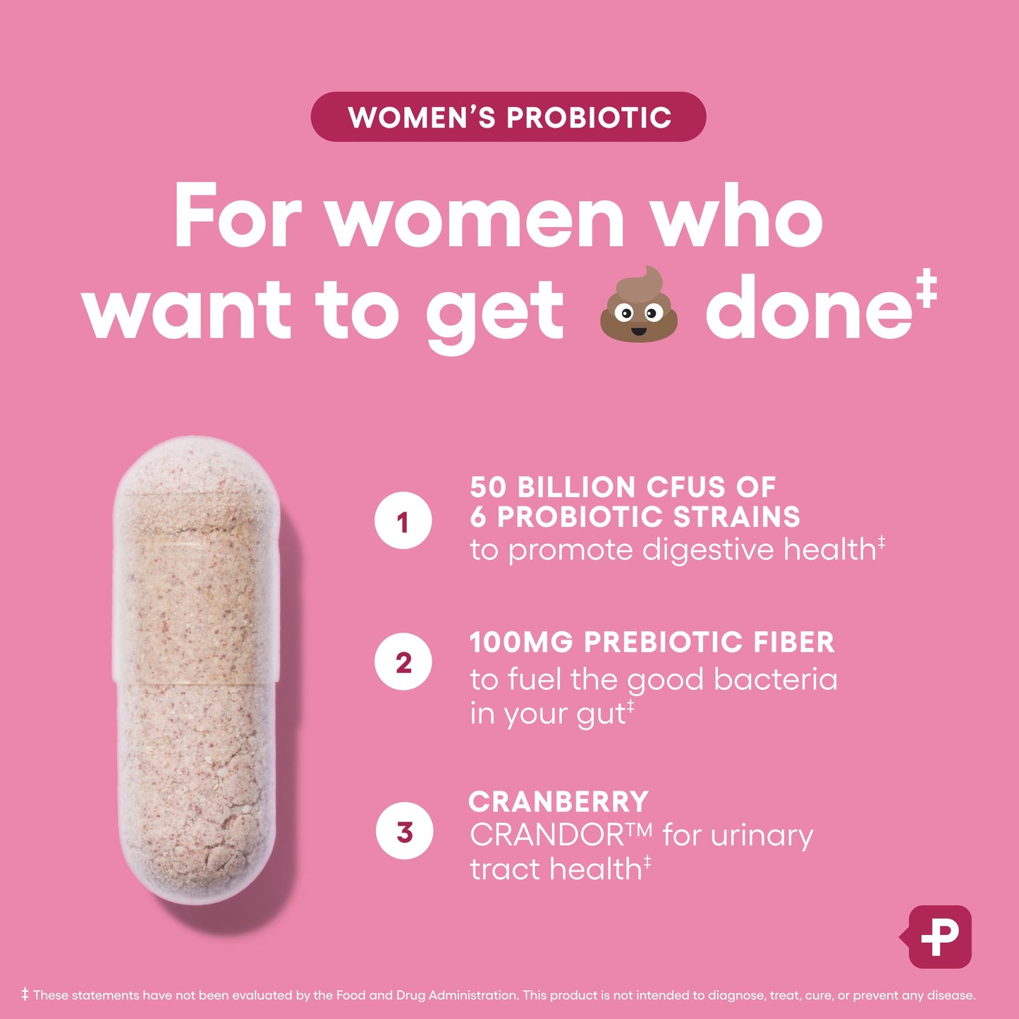 Side view of Physician's Choice women's probiotic supplement box highlighting cranberry extract.
