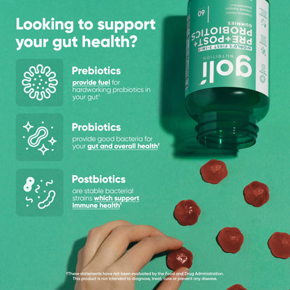 Goli triple action gut health gummies side label ingredients