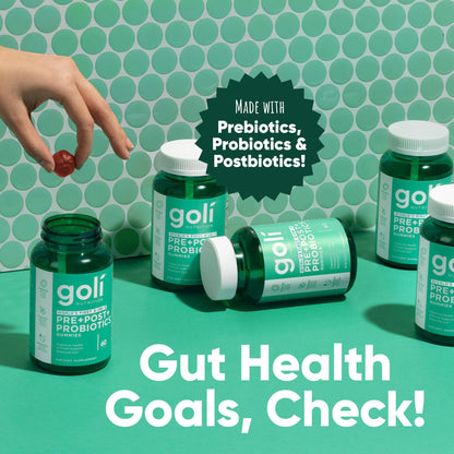 Authentic Goli prebiotics probiotics postbiotics watermelon flavor gummies