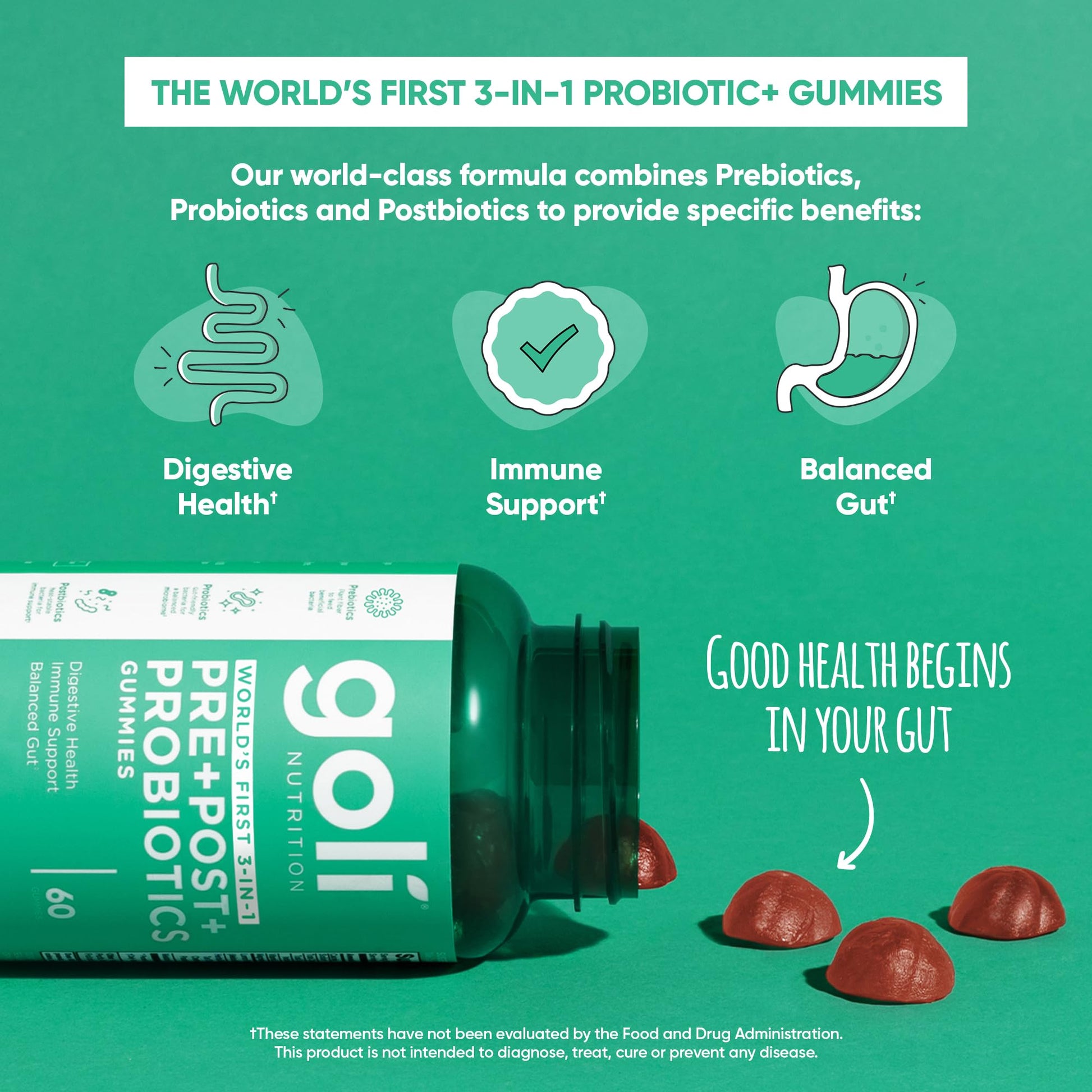 Goli DE111 probiotic strain supplement bottle for digestive health