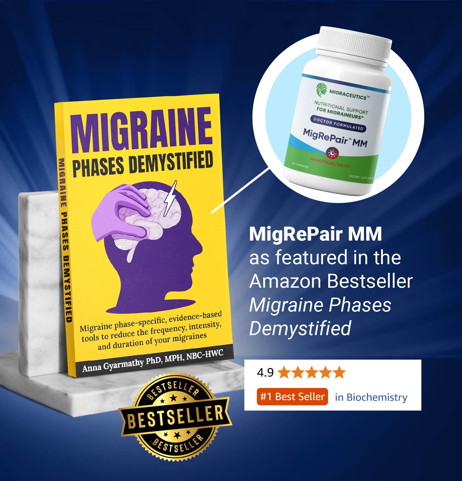 Migraceutics MigRePair MM nutritional facts and herbal ingredients label on the supplement bottle