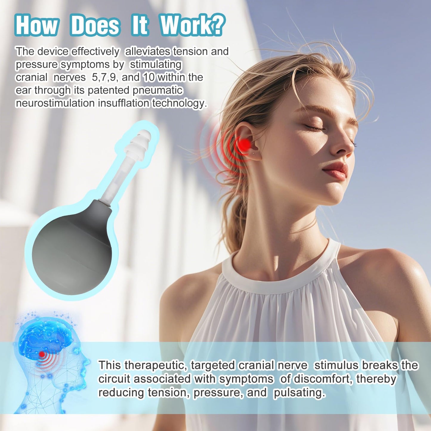 Ergonomic design of the Lmrxofe ear pressure suction bulb for easy grip