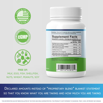 Migraceutics MigRePair MM close up of product safety guidelines including caffeine free certification