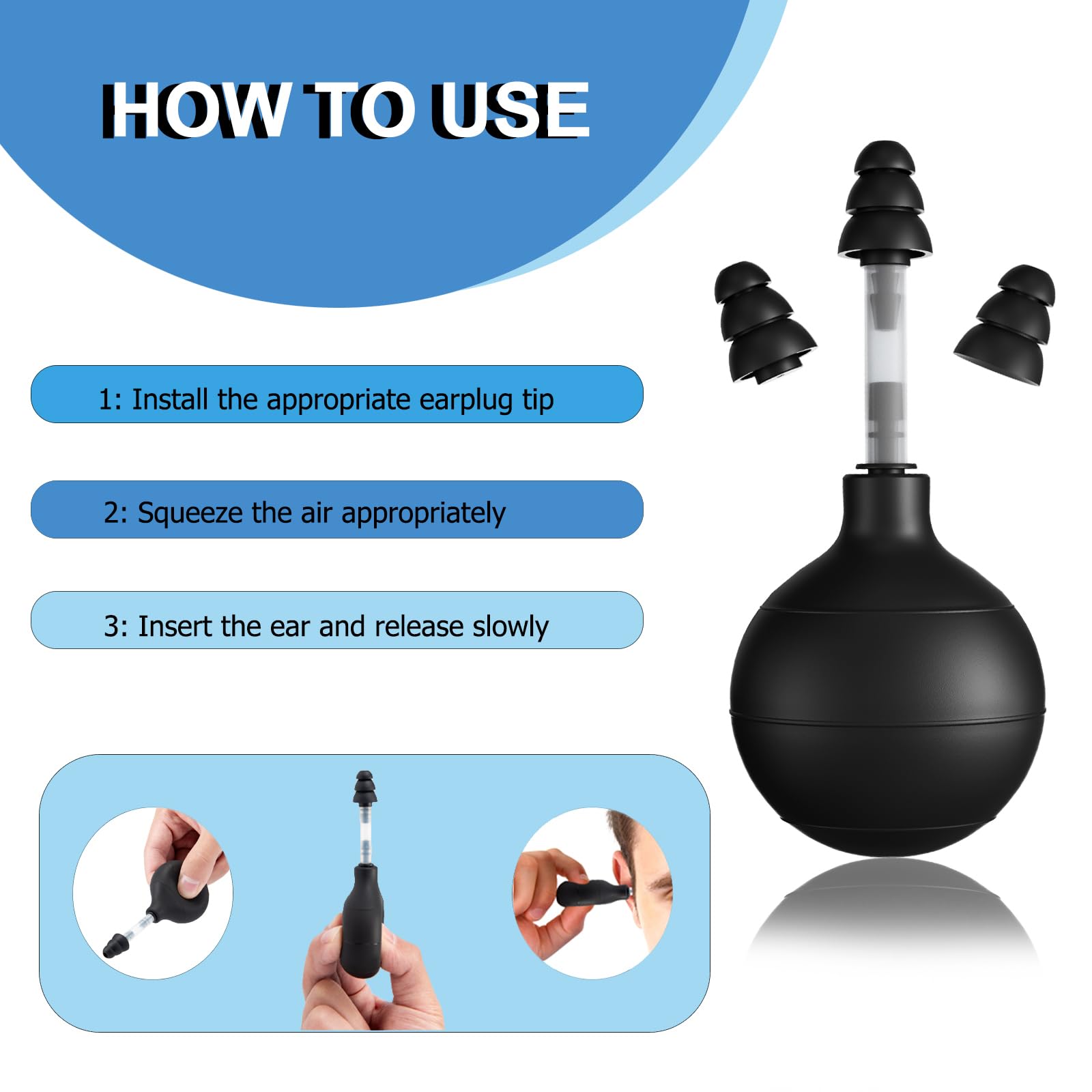 Handheld ear pressure relief suction device for managing tinnitus and sinus tension.