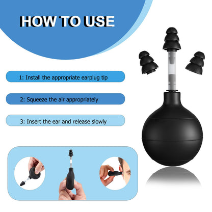 Handheld ear pressure relief suction device for managing tinnitus and sinus tension.