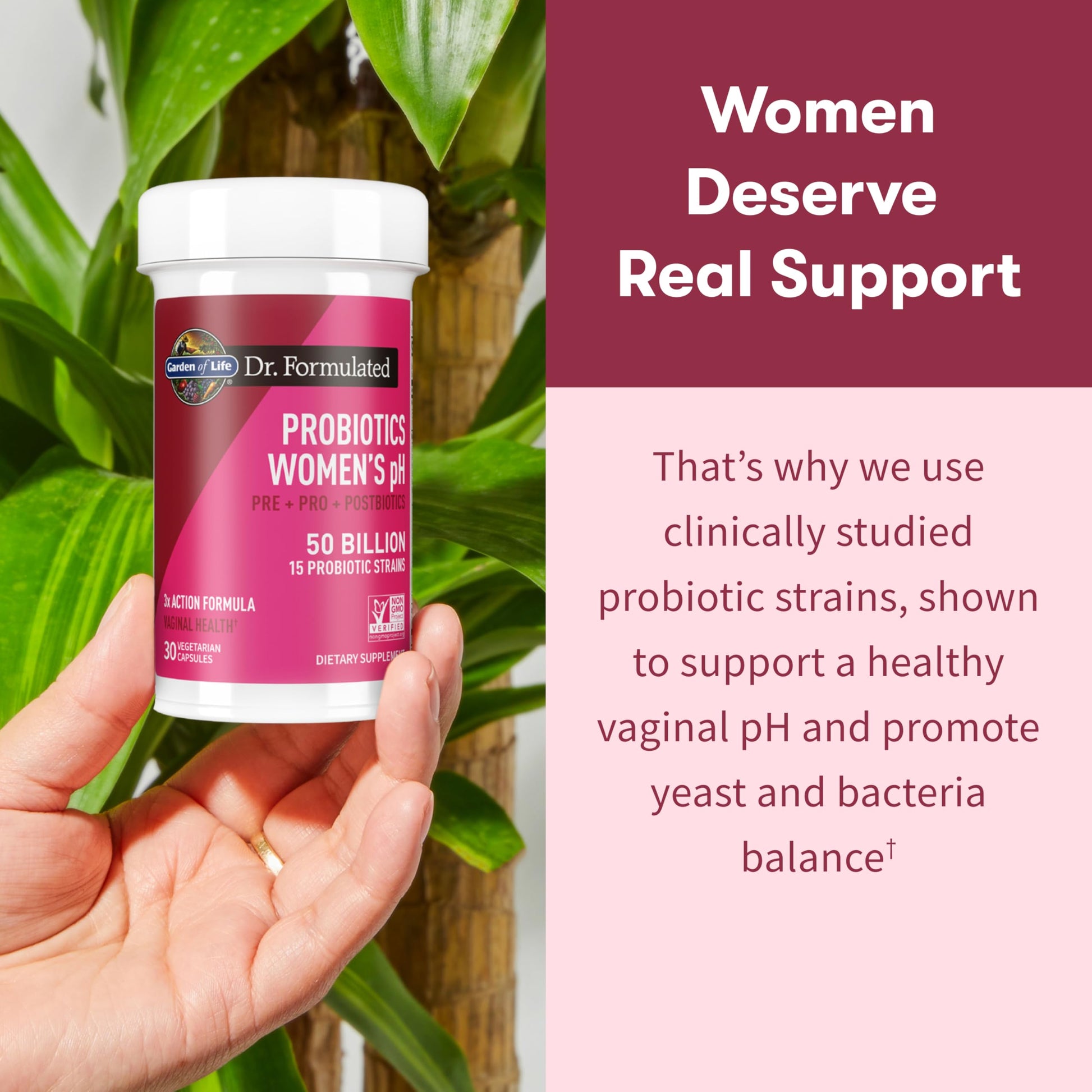 Close up of a single vegetarian capsule from the Garden of Life Dr Formulated womens formula