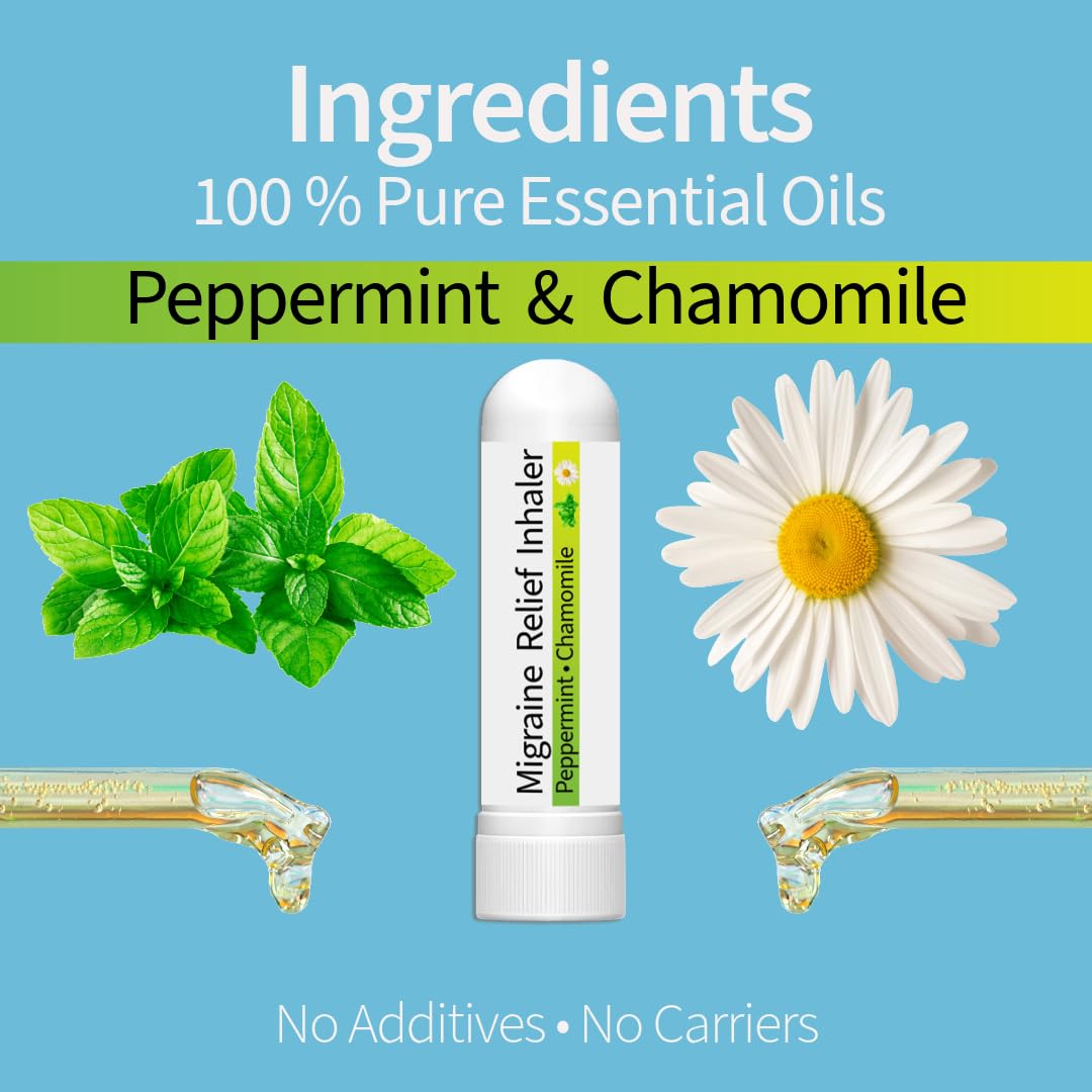 Side view of peppermint and chamomile nasal inhaler