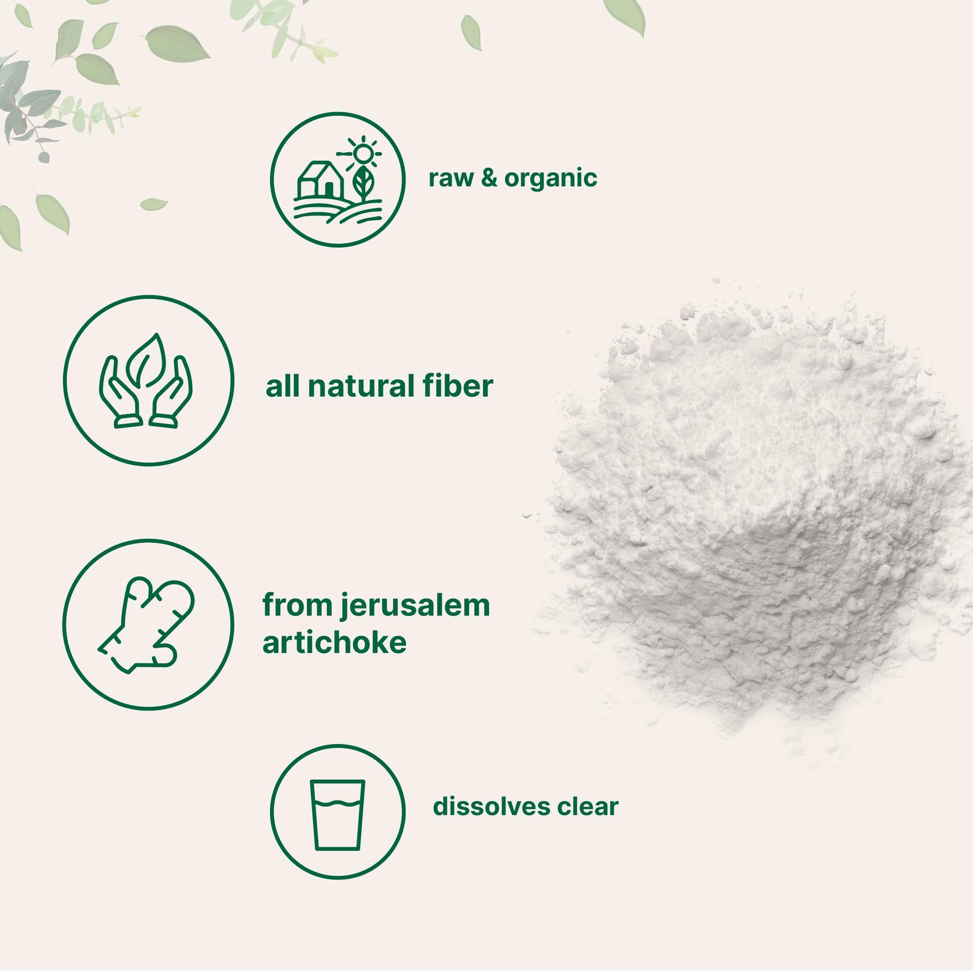 Back label of Micro Ingredients inulin fiber supplement displaying pure organic nutritional facts and ingredients.