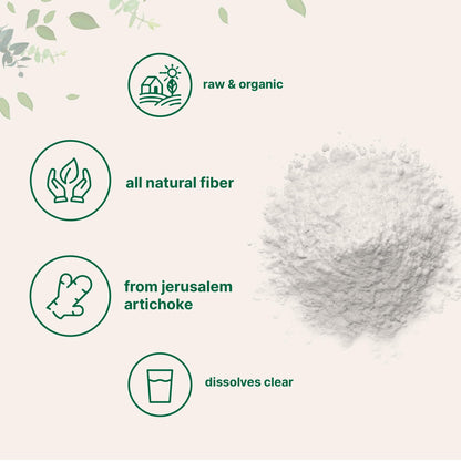 Back label of Micro Ingredients inulin fiber supplement displaying pure organic nutritional facts and ingredients.