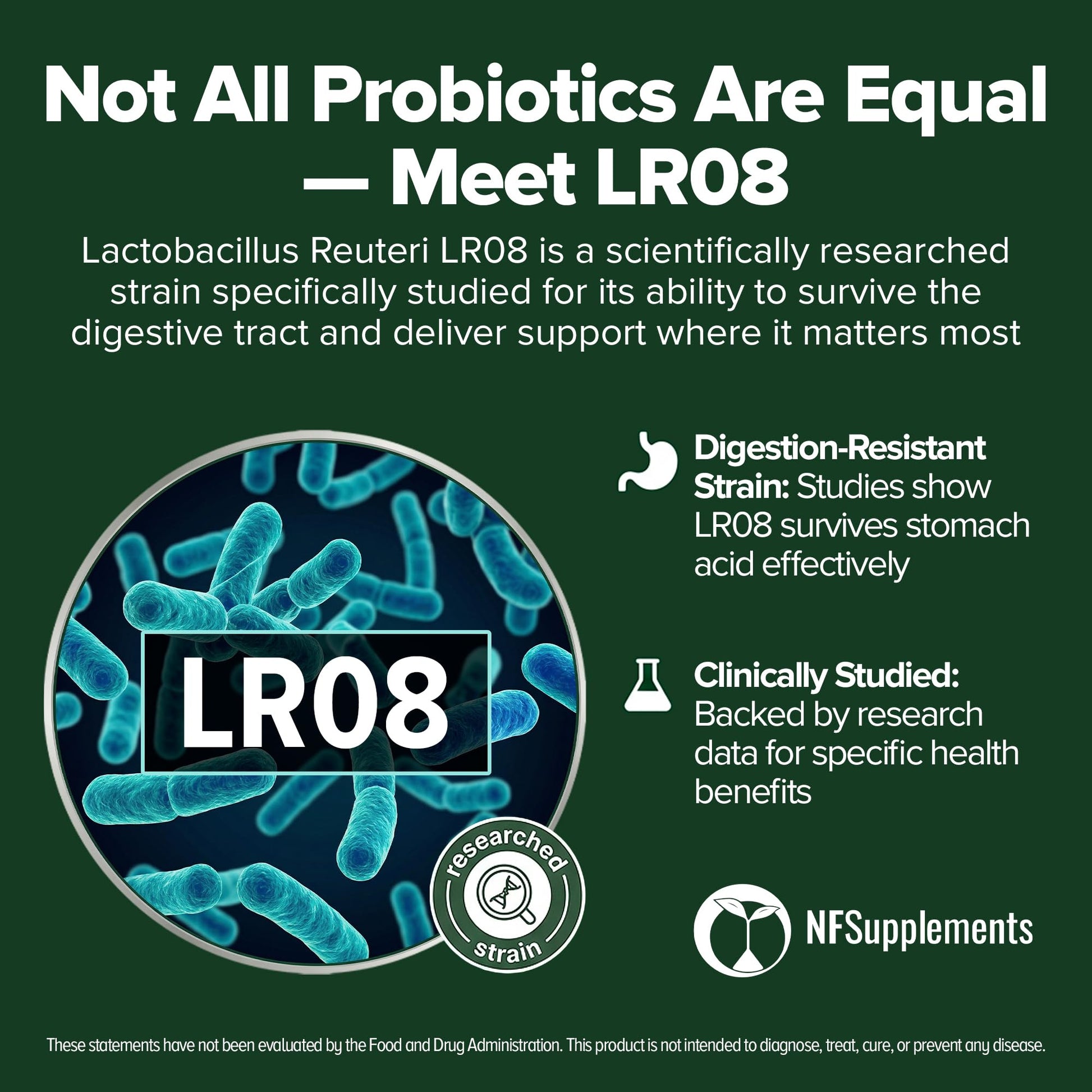 Natural Foundation Supplements Lactobacillus Reuteri three billion CFU product label showing four month supply details.