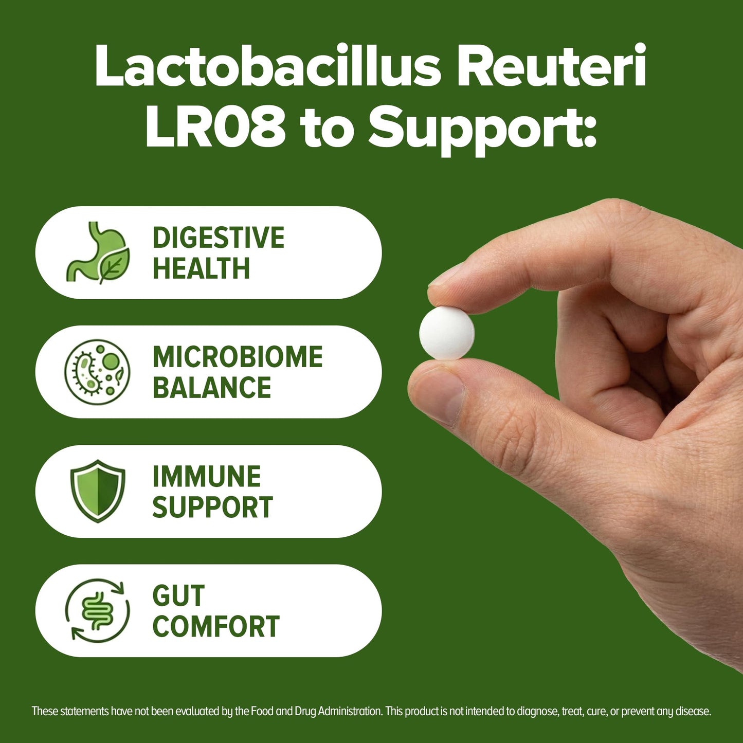 Authentic USA imported Natural Foundation Lactobacillus Reuteri supplement bottle showing supplement facts.