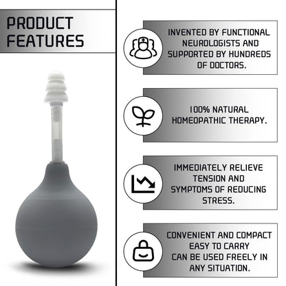 Nerxerx manual ear pressure tool with three sizes of interchangeable silicone tips