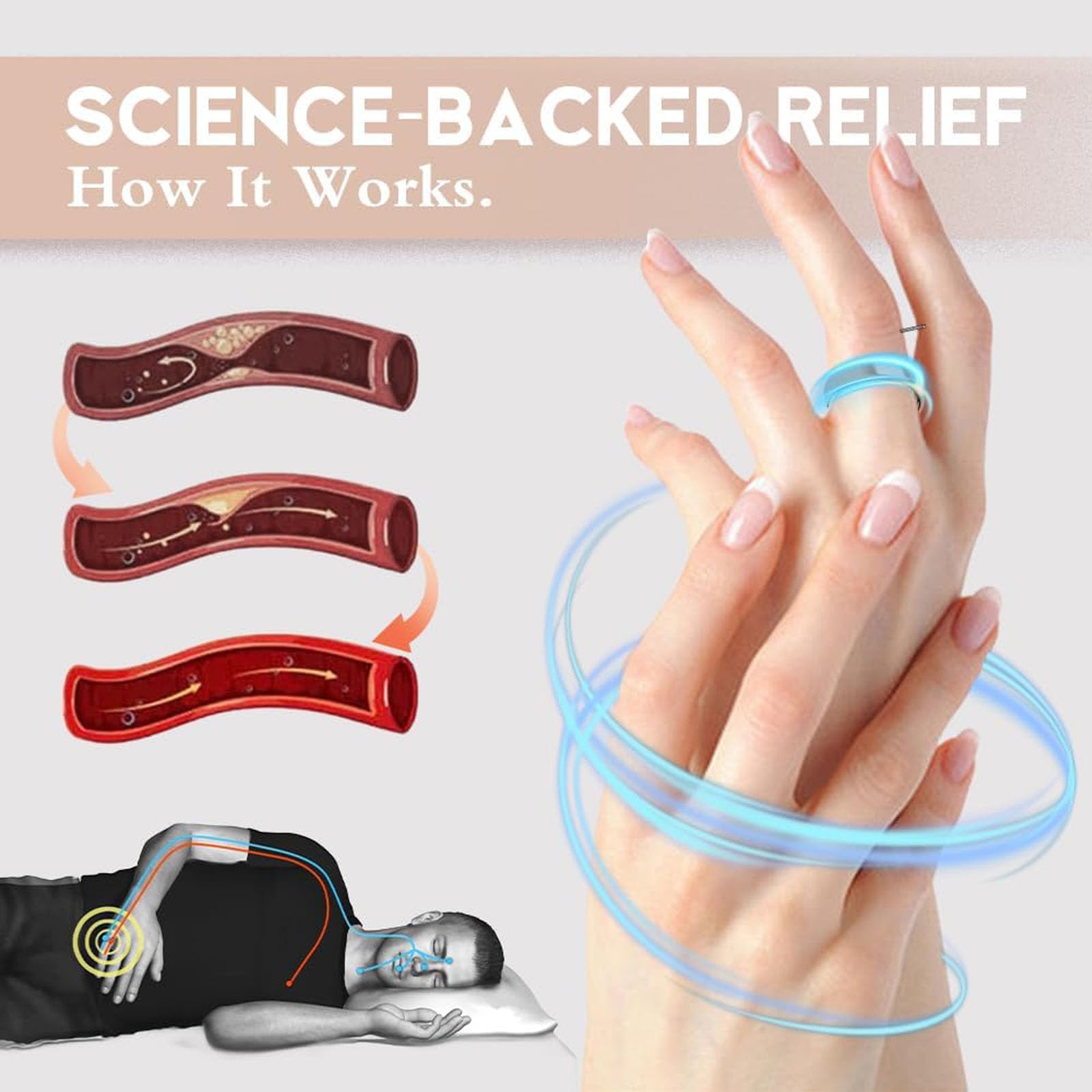 Angyape Vitality Magnetic Calm Ring in black and silver finishes.