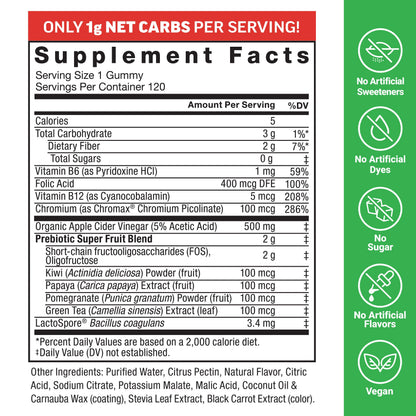 Force Factor ProbioSlim organic apple cider vinegar with the mother gummies