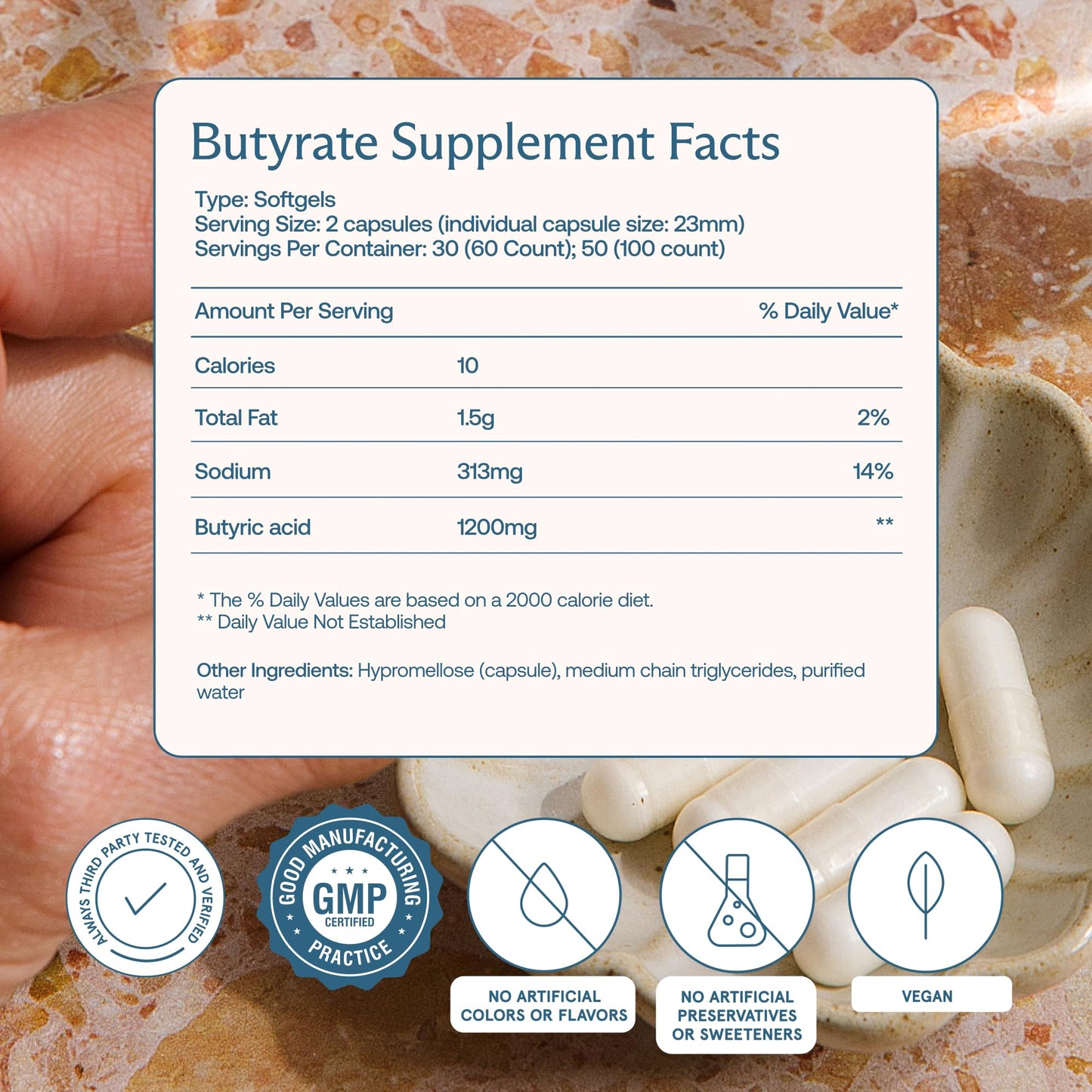 USA imported short chain fatty acid capsules for leaky gut repair