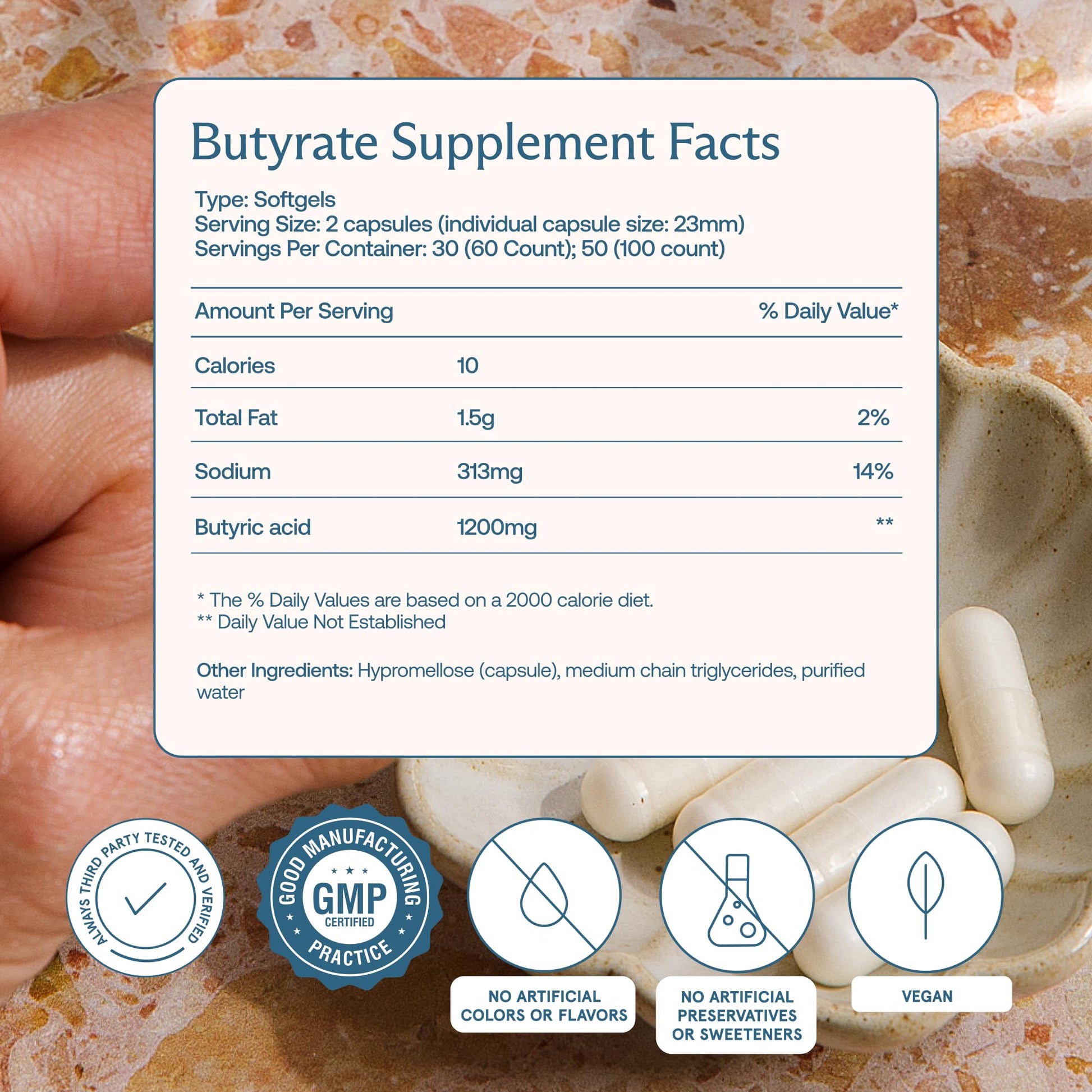 USA imported short chain fatty acid capsules for leaky gut repair