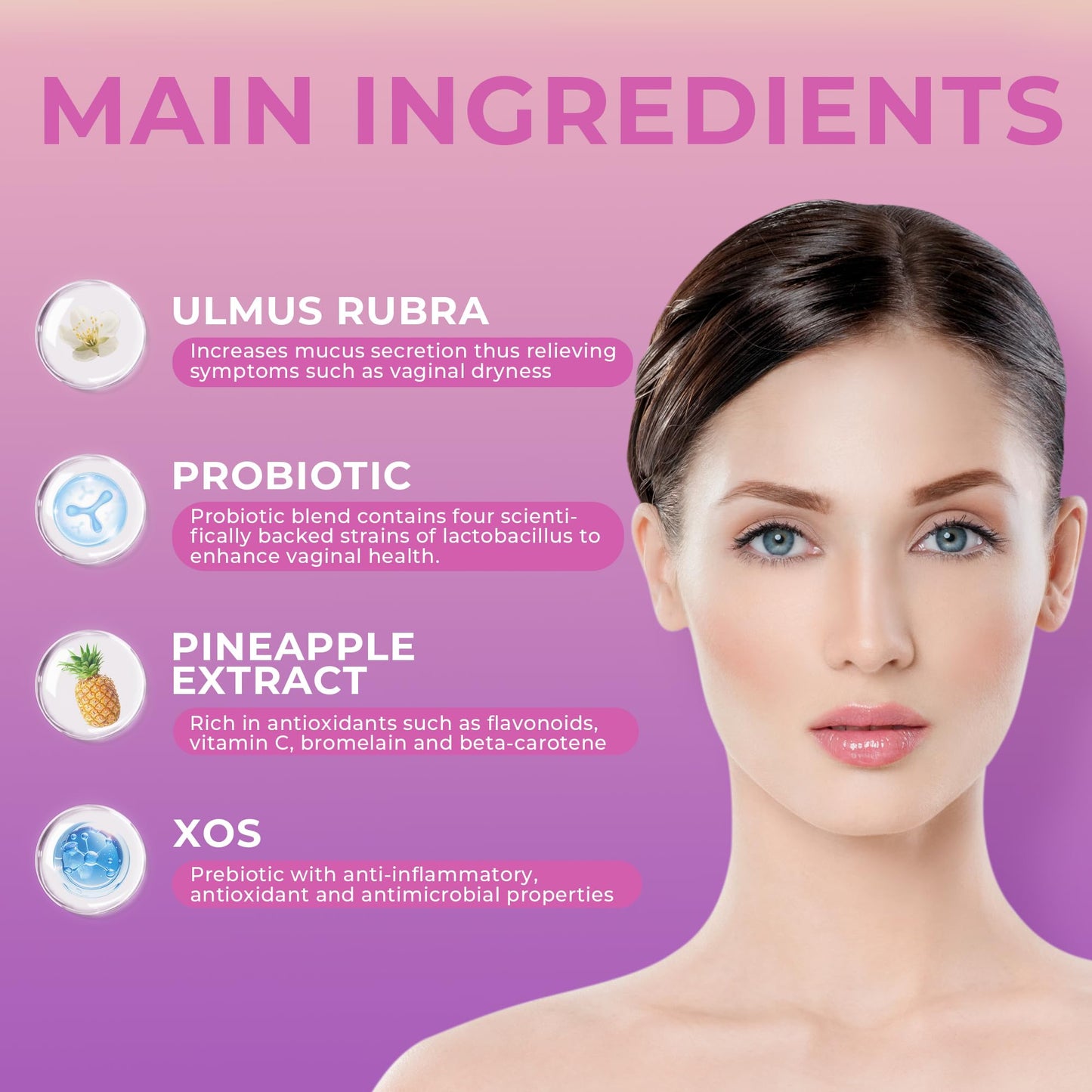 Vegan non-GMO feminine balance gummies label details and ingredients