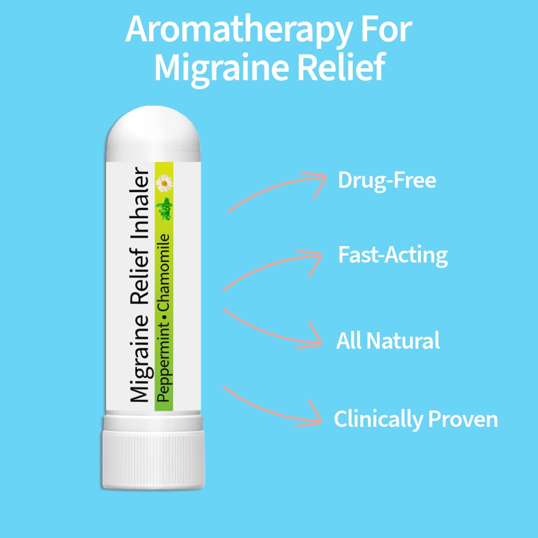 Compact white herbal inhaler for sinus tension and migraine relief being opened.