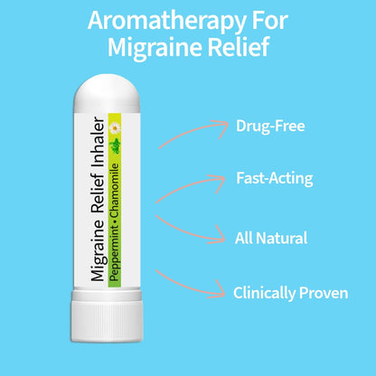 Compact white herbal inhaler for sinus tension and migraine relief being opened.