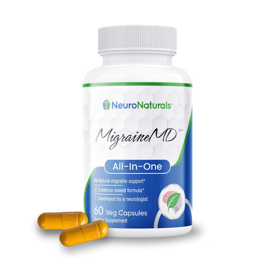 MigraineMD by Migraceutics supplement facts showing magnesium glycinate and CoQ10