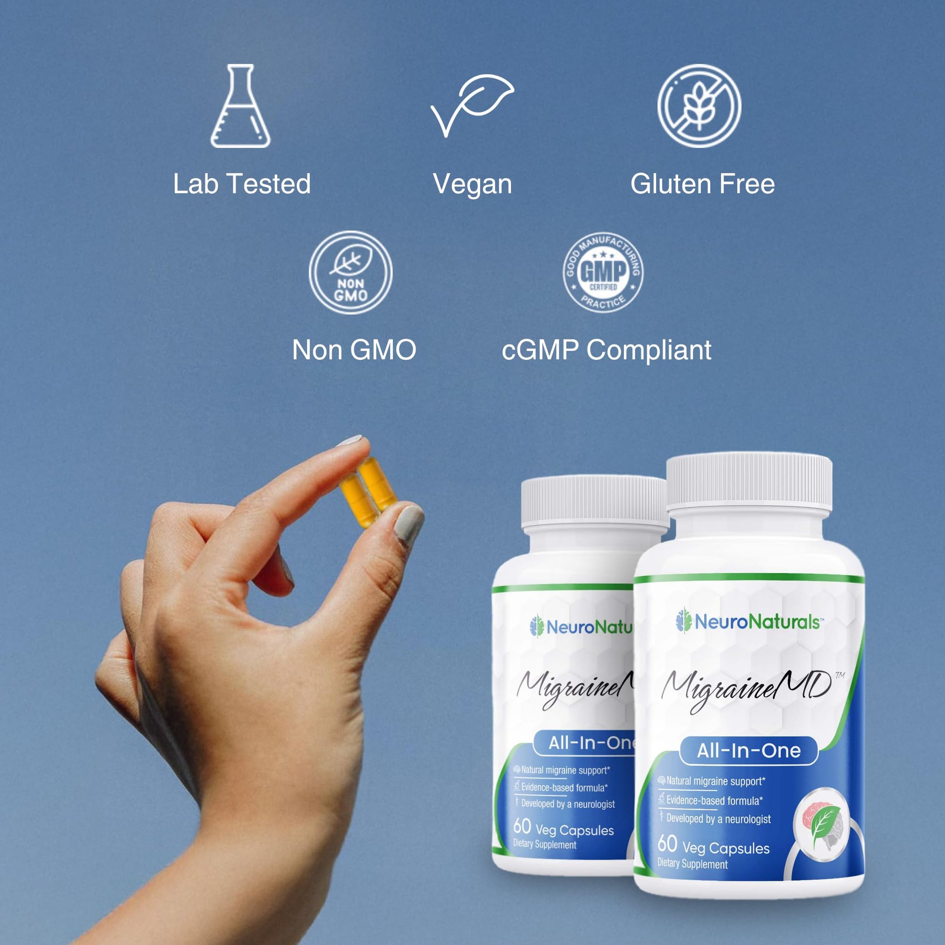 All in one migraine defense formula featuring riboflavin and melatonin benefits