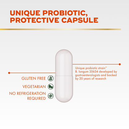Side view of Align bloating relief capsules with nutritional information