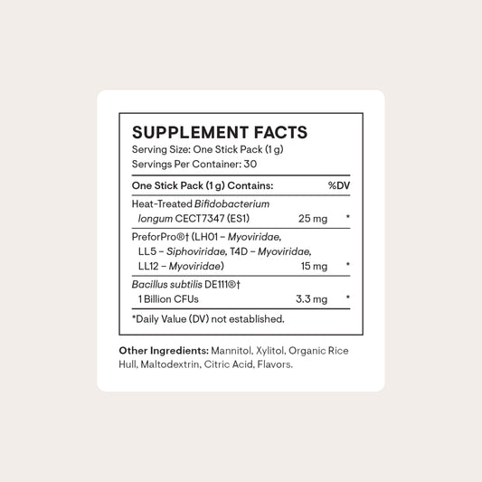 Thorne Complete Biotic supplement facts and ingredients panel close up