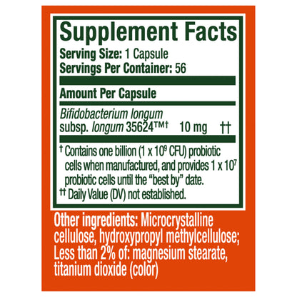 Gastroenterologist recommended Align probiotic strain detailed back label
