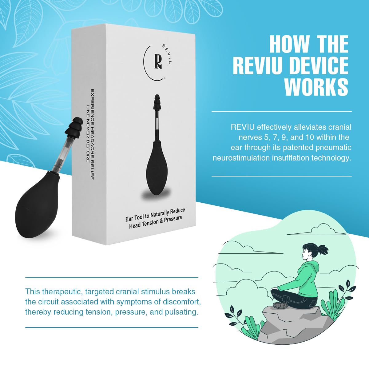 Close up of Reviu ear pressure device ear tip