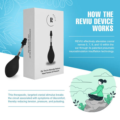 Close up of Reviu ear pressure device ear tip