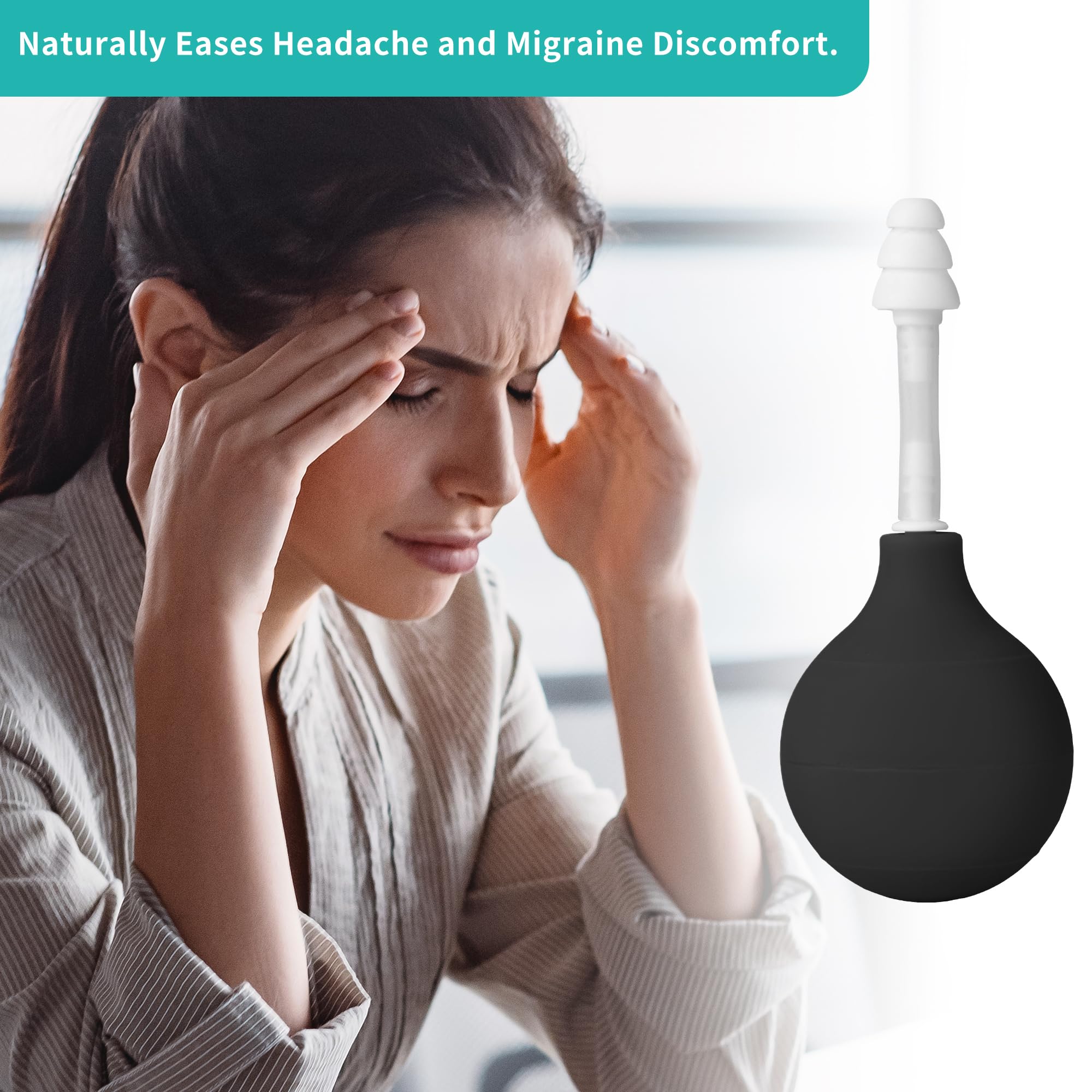 Compact black ear pressure balancing tool designed for drug-free travel and diving relief.