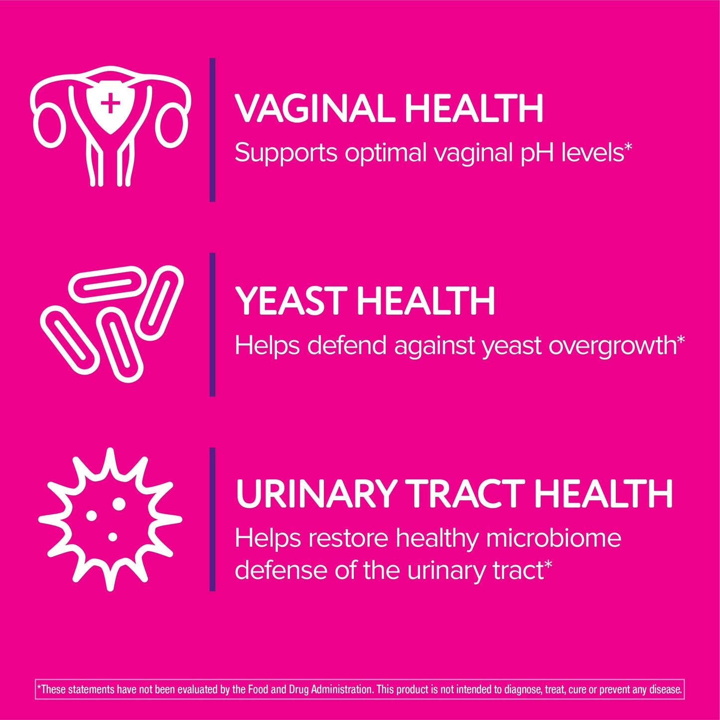 Florajen vaginal wellness probiotic bottle showing triple action benefits text