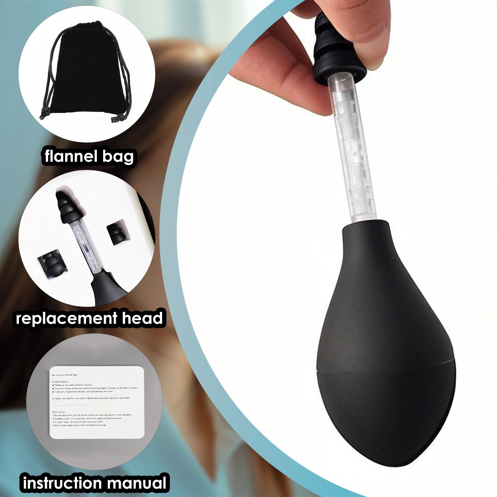 Kakabubble ear relief tool with velvet pouch