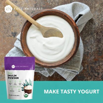 Soluble prebiotic fiber powder from blue agave being stirred into a hot morning cup of coffee.