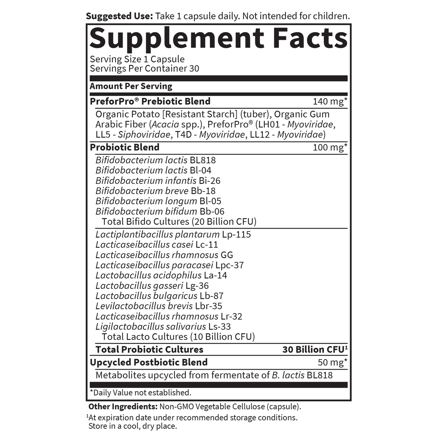 Close up of the non GMO and gluten free certifications on the Garden of Life probiotic packaging