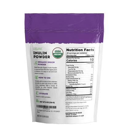 Vegan prebiotic supplement bag displayed next to a fresh breakfast smoothie bowl.