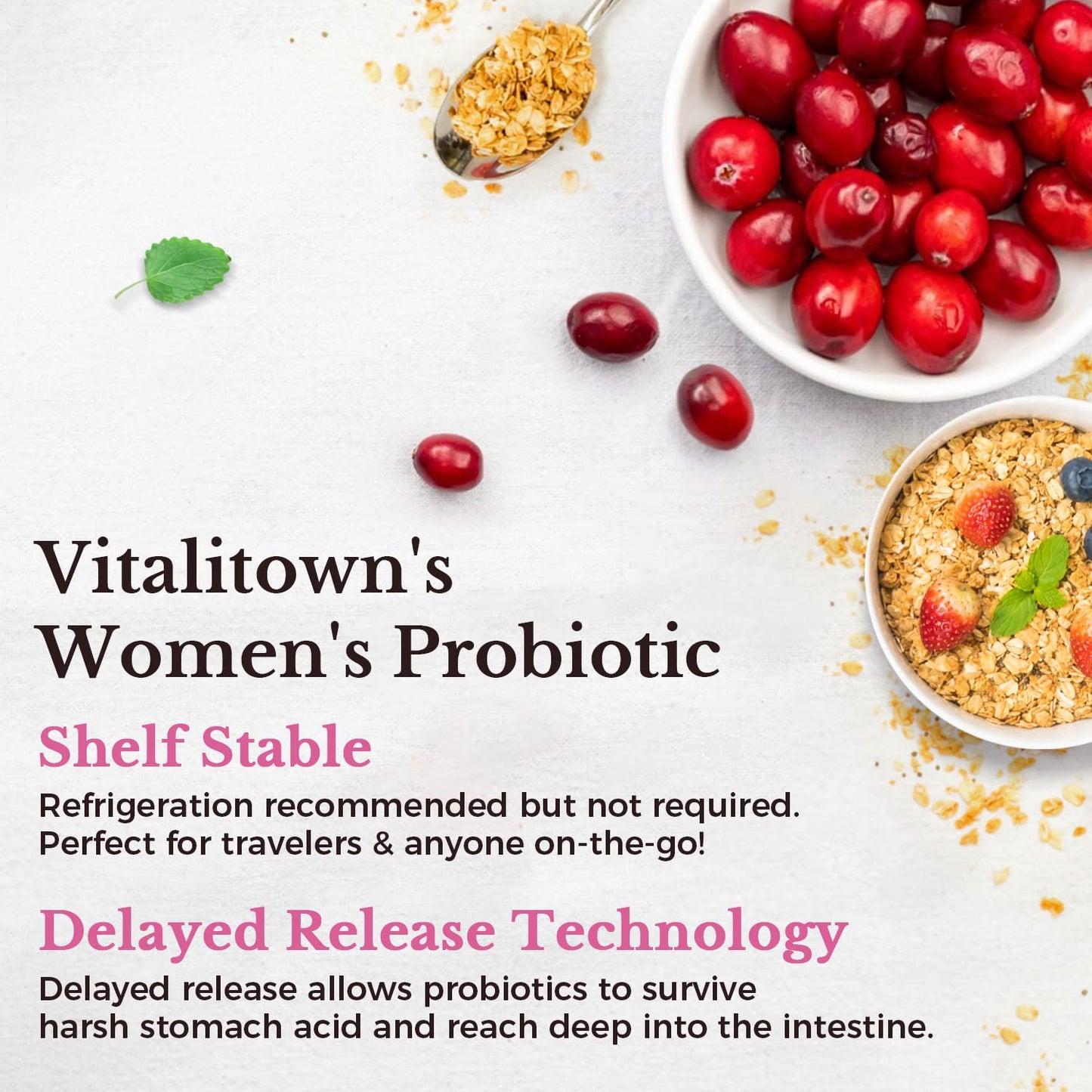Supplement facts label on Vitalitown 120 billion CFUs veggie capsules bottle