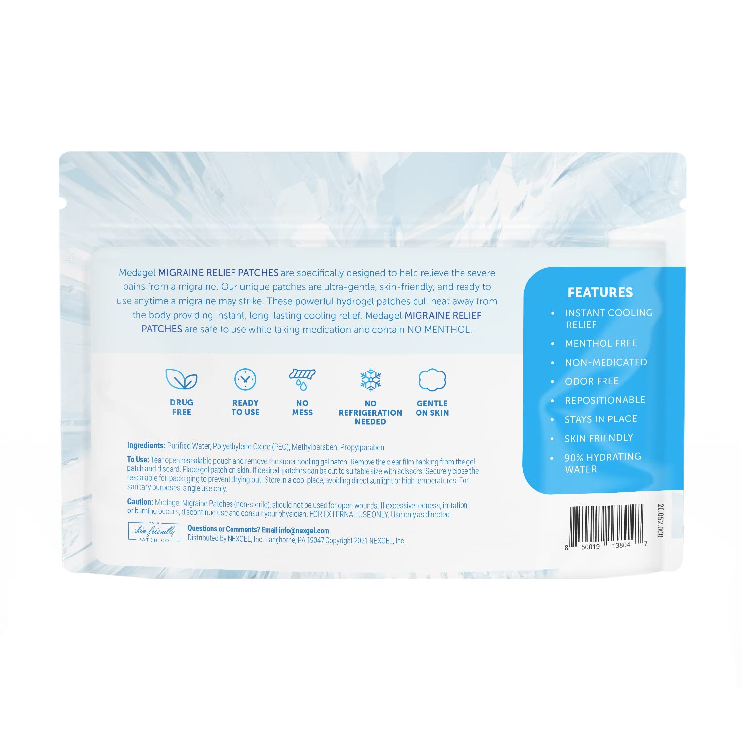 Medagel cooling patch applied to forehead