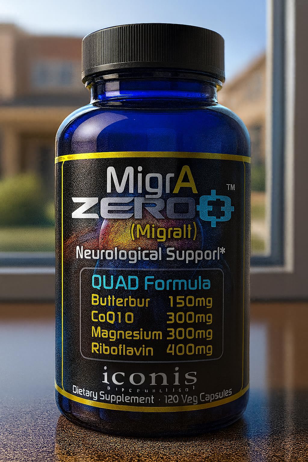 Iconis Bioceuticals branding on authentic supplement bottle