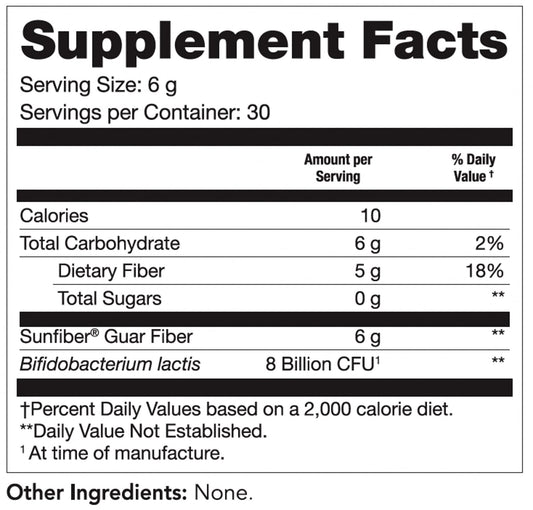 Tomorrows Nutrition Sunfiber GI powder scoop being poured into water