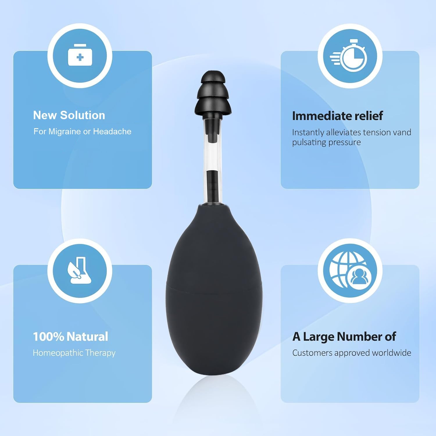 TGML handheld ear pressure relief gadget showing silicone tip