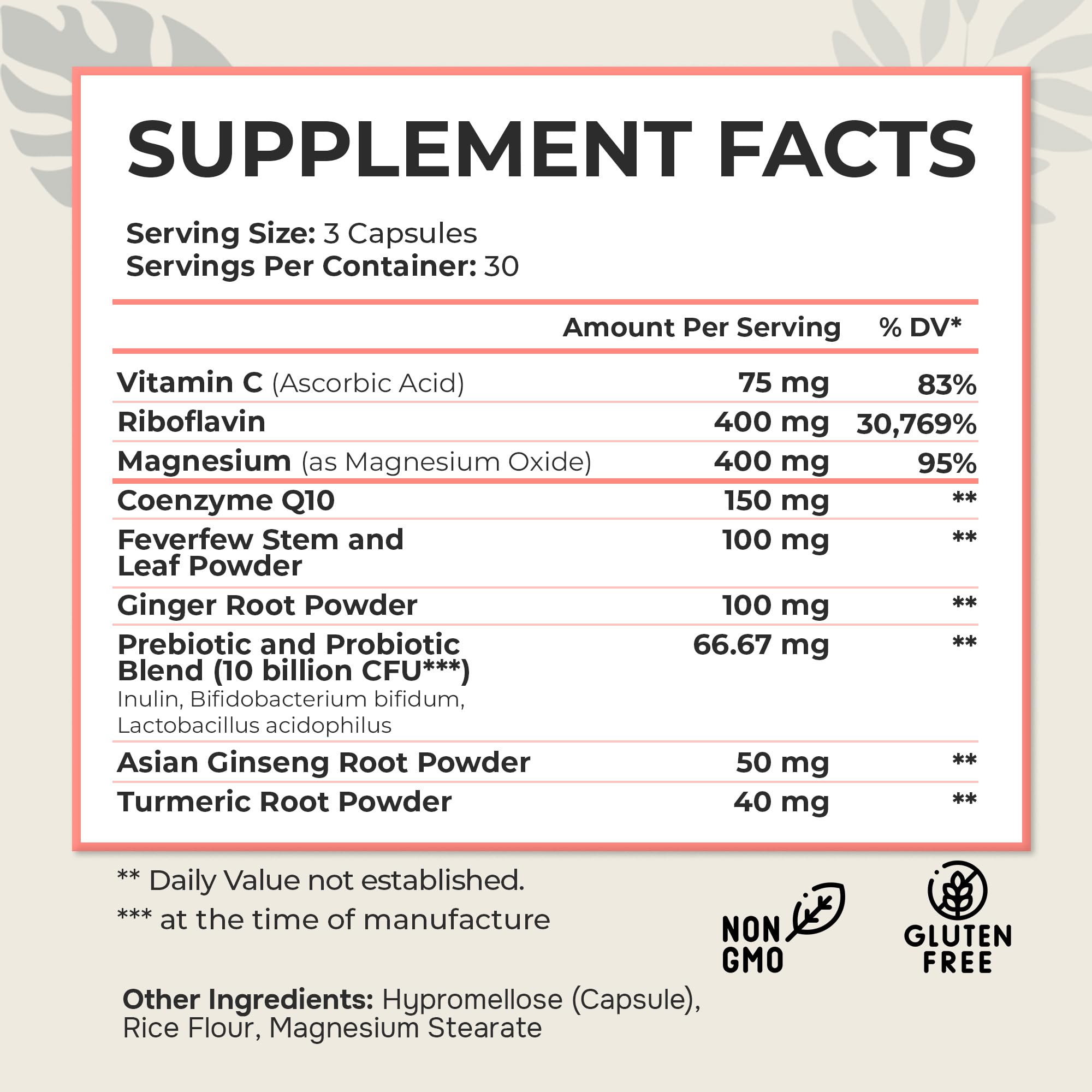 Naturetition Supplements Dr. Munnerlyn MigraPro side panel showing full supplement facts and ingredients