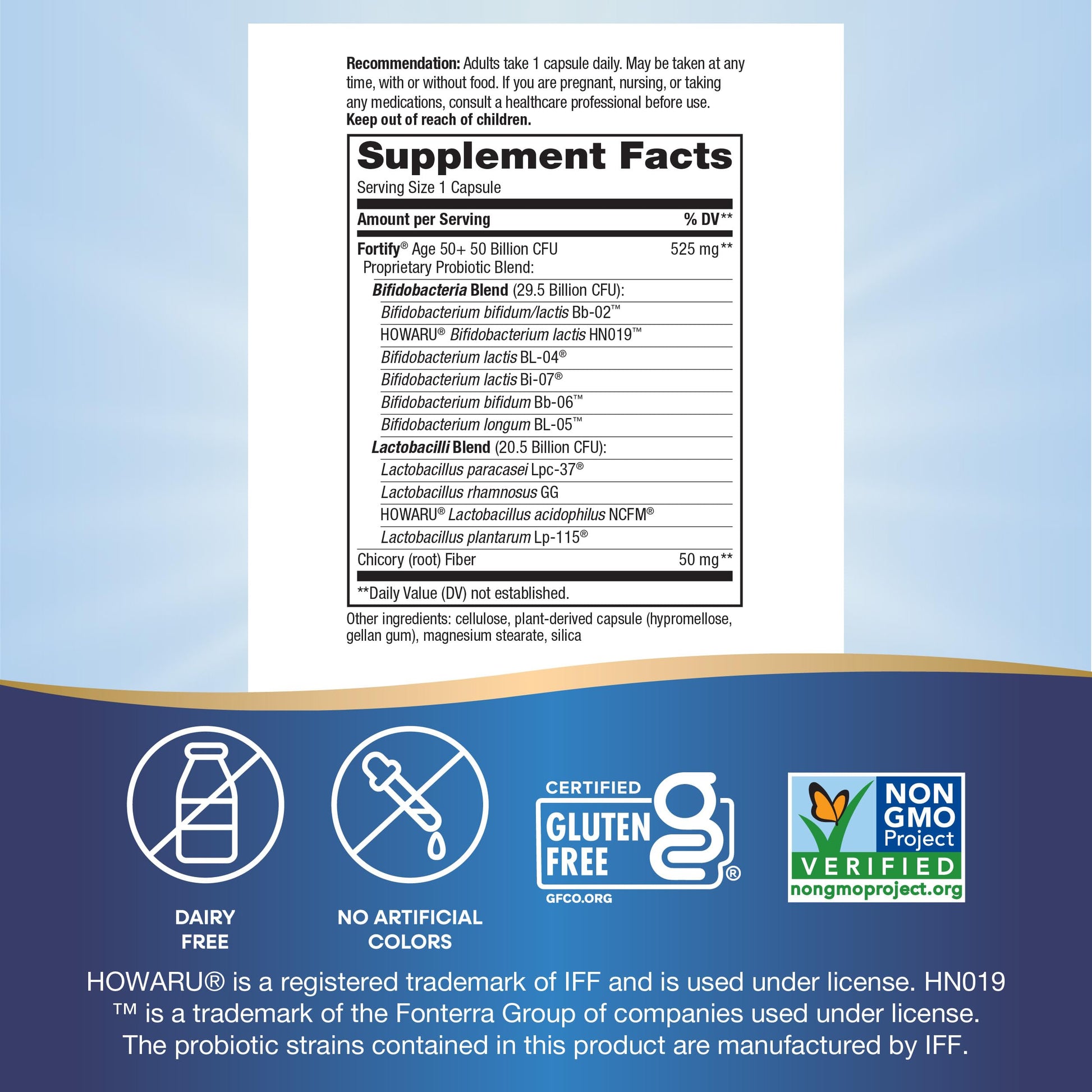 Nature's Way Fortify digestive health supplement bottle highlighting the 30 billion live cultures feature
