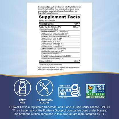 Nature's Way Fortify digestive health supplement bottle highlighting the 30 billion live cultures feature