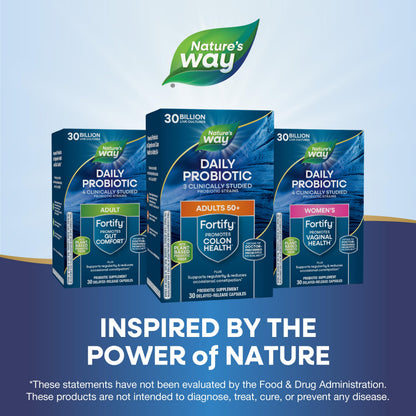 Nature's Way Fortify age 50 plus dietary supplement nutritional facts panel displaying ingredients and directions
