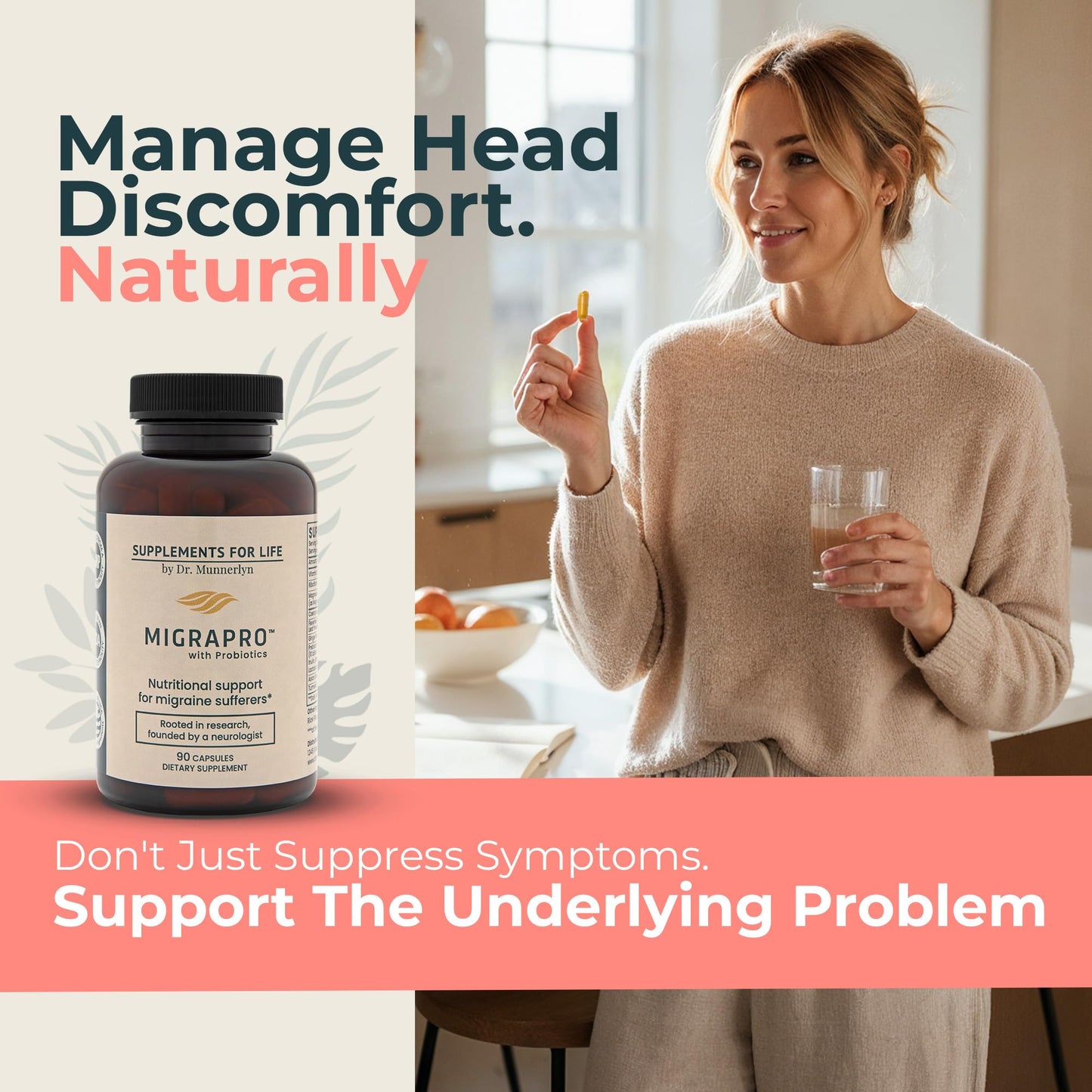Naturetition Dr. Munnerlyn MigraPro 90 capsule supply highlighting advanced gut brain axis care