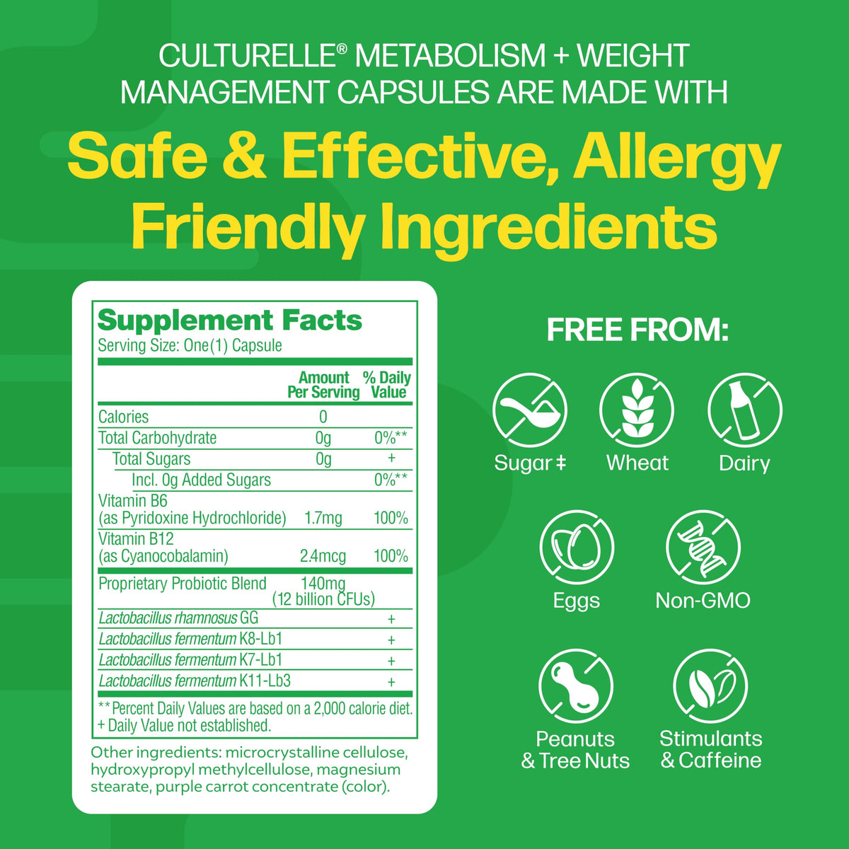 Culturelle probiotic supplement bottle back nutritional label