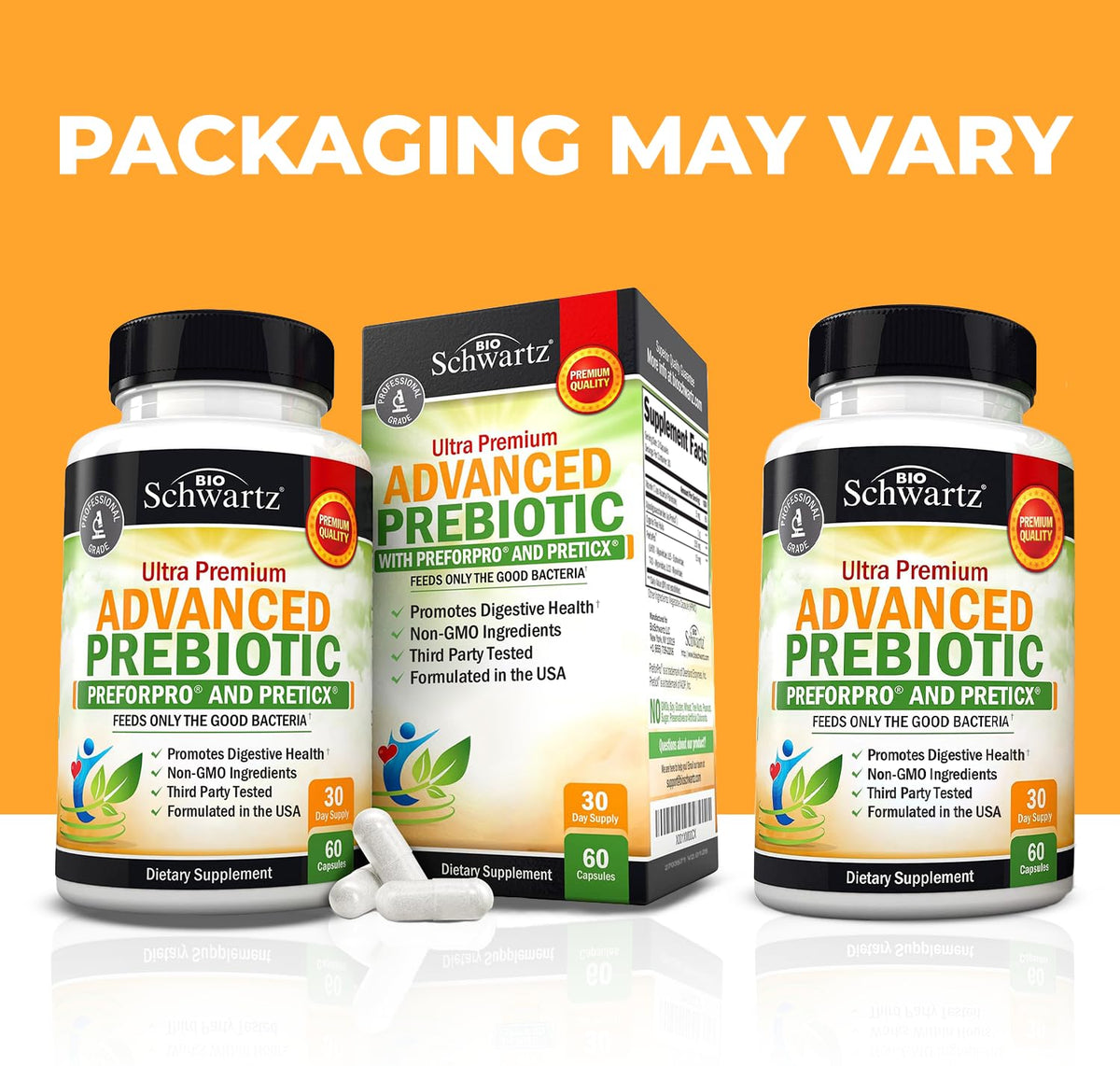 BioSchwartz Advanced Prebiotics supplement facts and ingredients label